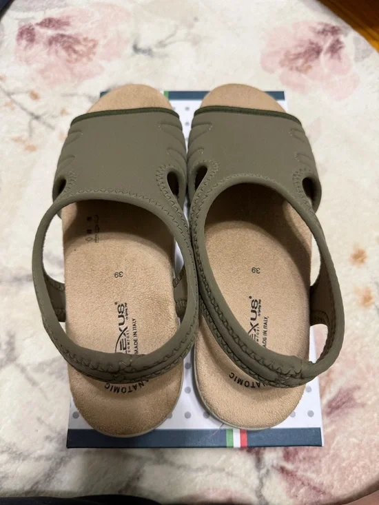 New Spring Step Flexus Olive Green Comfort Sandals Box size 39 8 1/2 italy - Picture 2 of 5